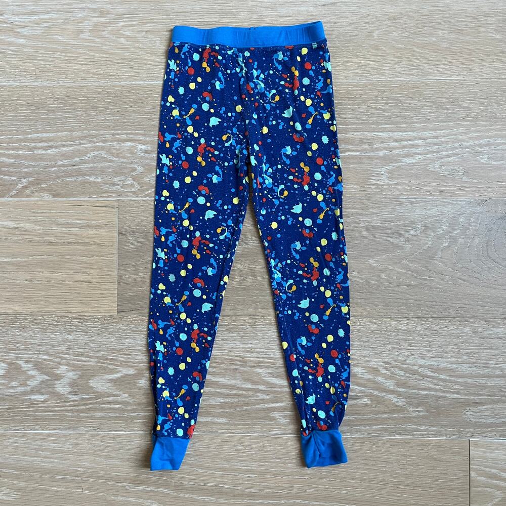 Little Sleepies Pajama Bottoms Pants Blue Paint Splatter 5/6